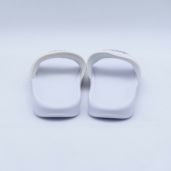 NEW Nike Benassi JDI Swoosh Slide Sandals 343881-102 White/Silver - Picture 5 of 8
